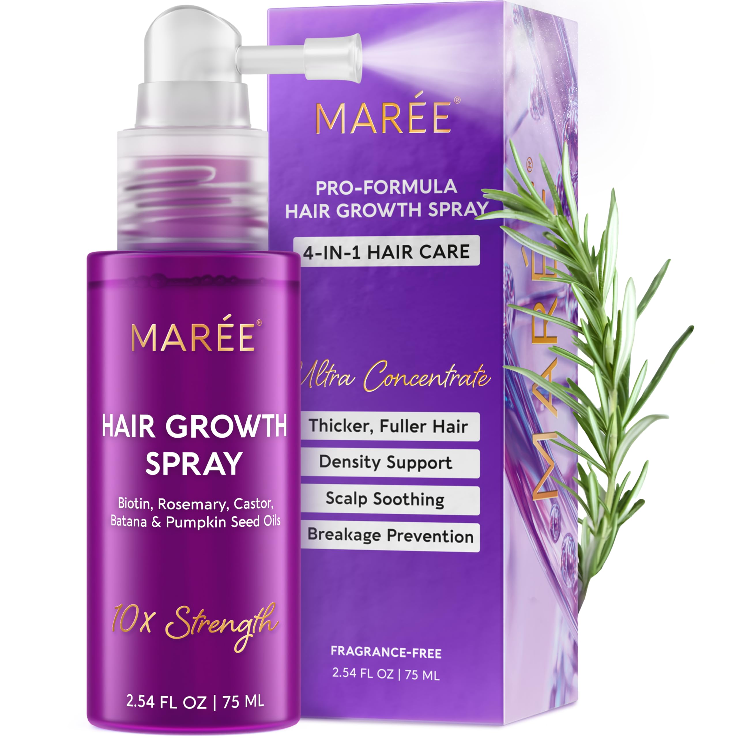 MAREE – spray croissance cheveux, bouteille pratique, stimule l'apparence d'une chevelure plus dense.