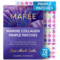 Pansement MAREE Étoile sur le visage pour absorption ciblée des impuretés.