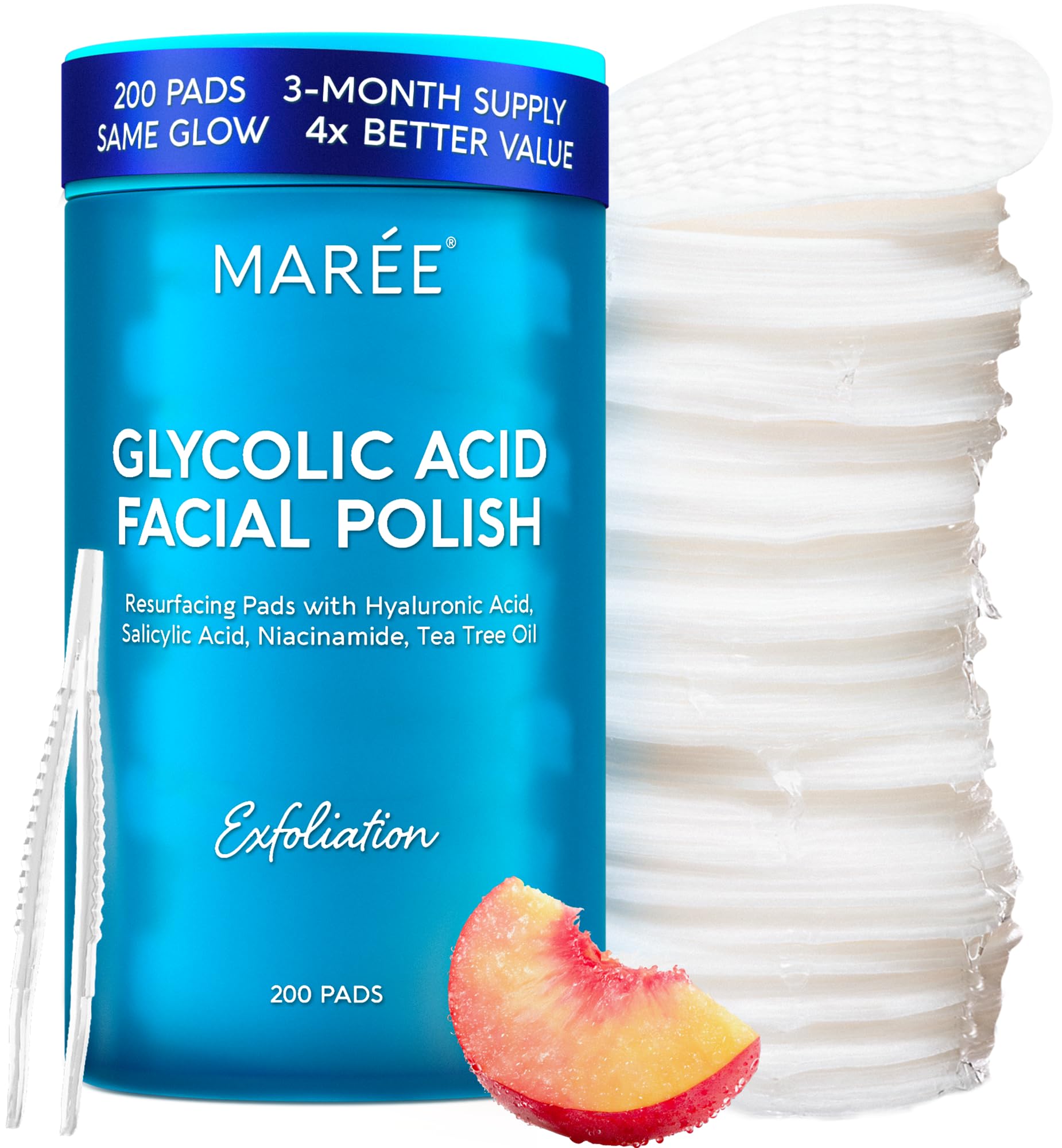 MARÉE Tampons Glycoliques Visage Nettoyants : exfoliation douce pour le teint.