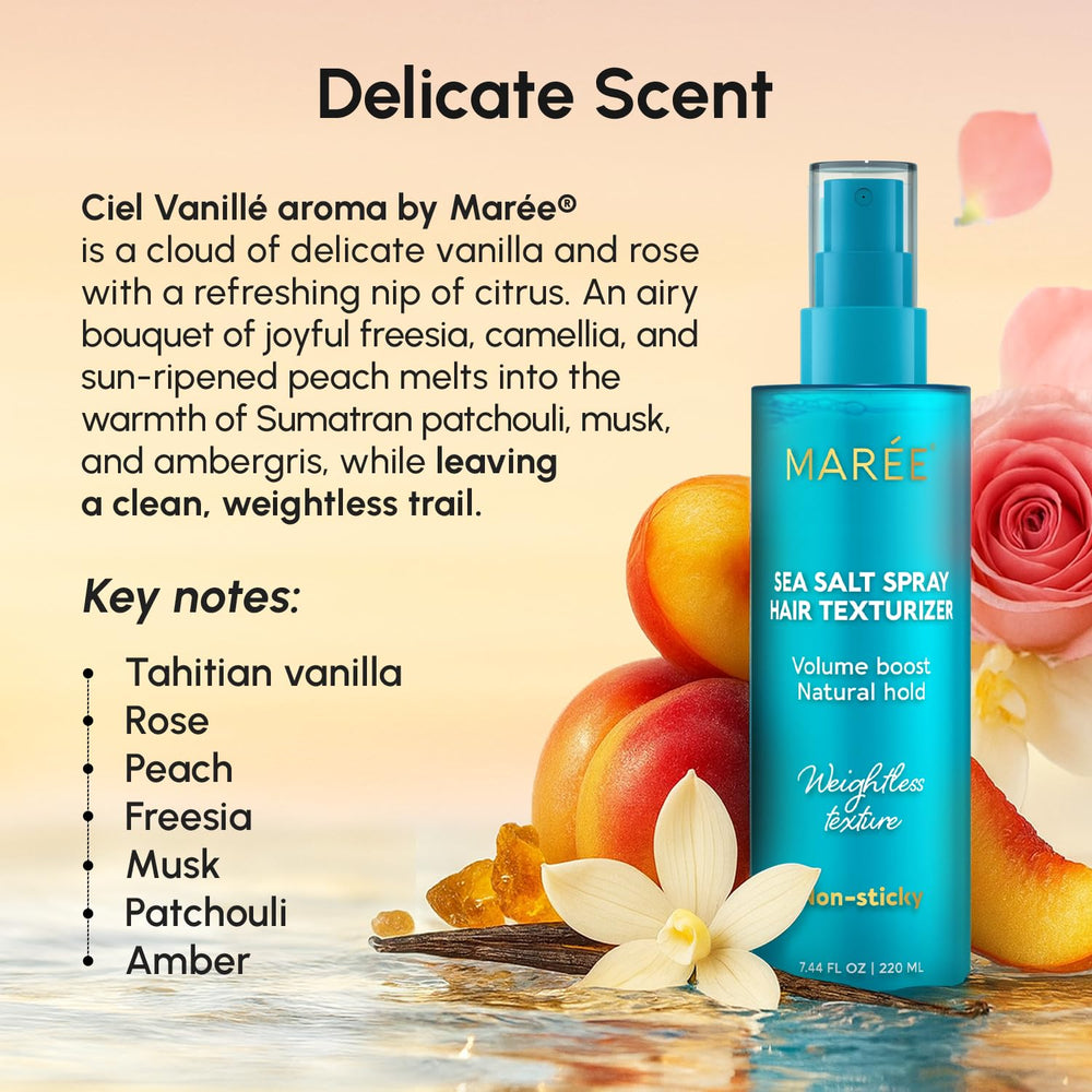 MAREE Texture Spray coiffage quotidien: sans silicone ni lourdeur pour une utilisation journalière.
