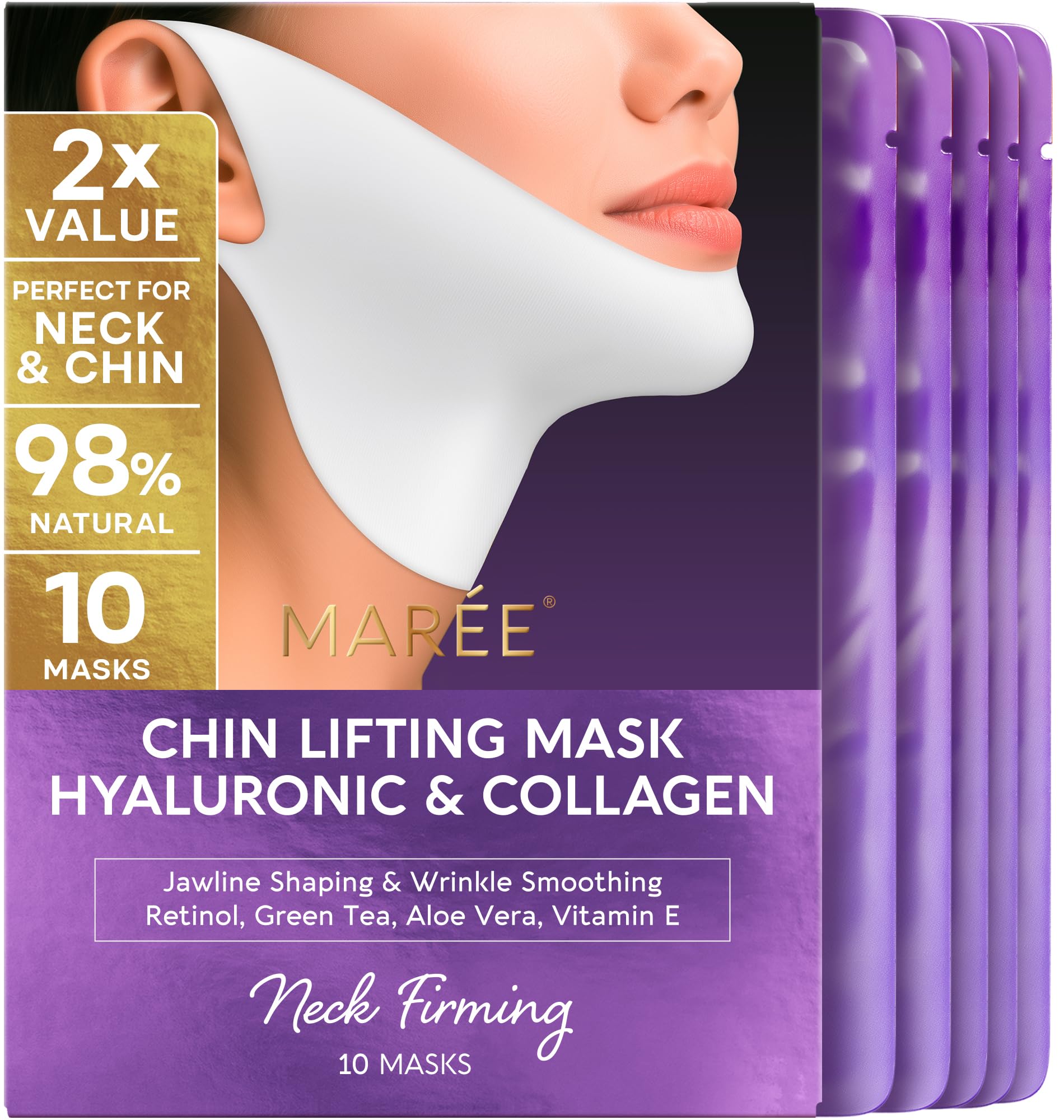 MAREE V Line lifting mask emballage — présentation du produit et contour net potentiel.