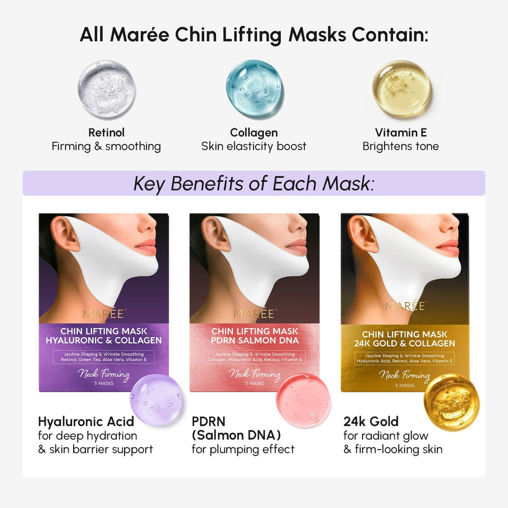 MAREE V Line Masque Reduction Double Menton soutient doucement le cou et le menton.