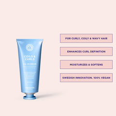 Maria Nila Coils & Curls Oil-In-Cream, ingrédients clés nourrissants pour boucles.