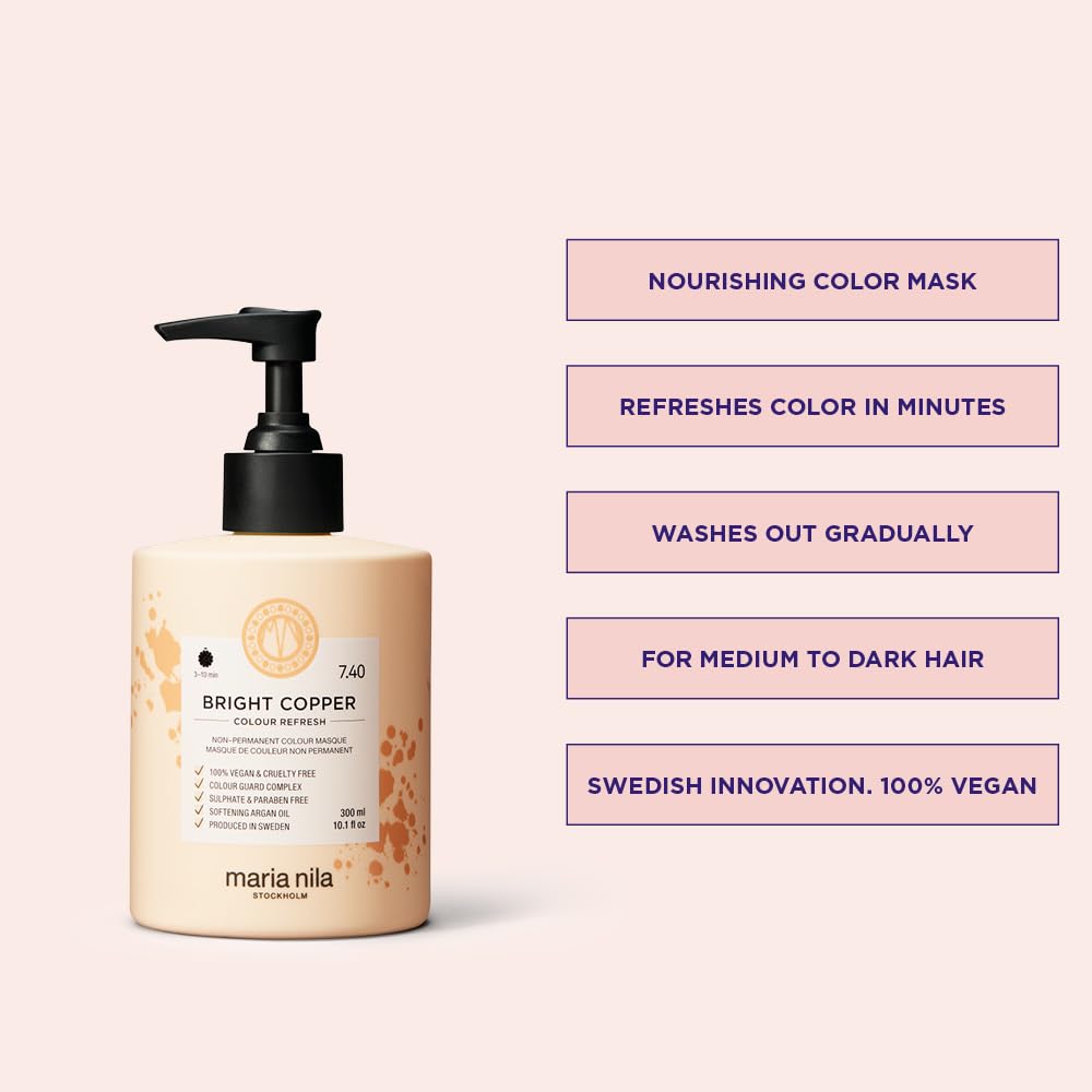 Maria Nila Colour Refresh Cuivre Brillant – pot-masque révélant pigment cuivre nourrissant.