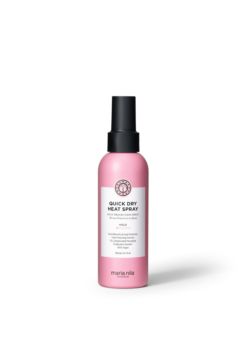 Maria Nila spray séchage rapide – bouteille montrée, protection chaleur et séchage accéléré