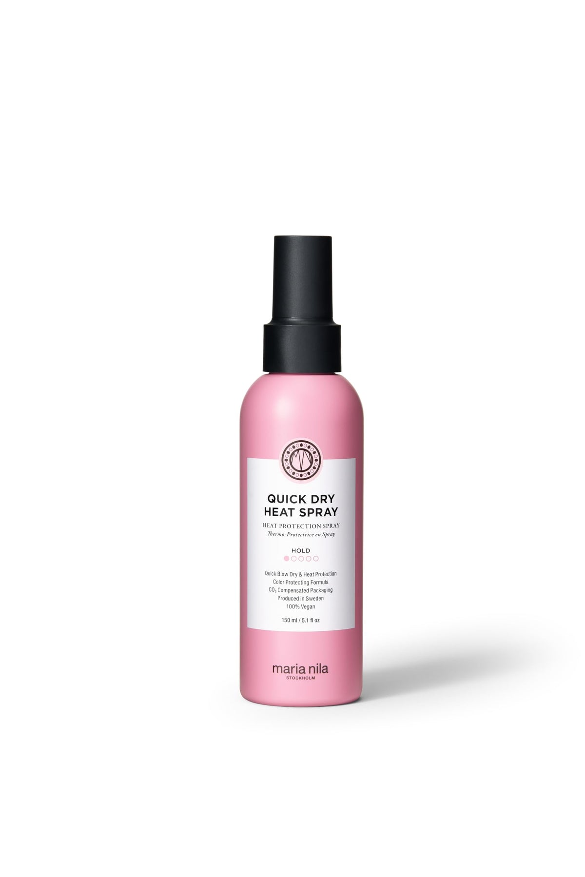 Maria Nila spray séchage rapide – bouteille montrée, protection chaleur et séchage accéléré