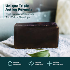 Savon Acne Bar avec argile bentonite pour detoxifier les pores.