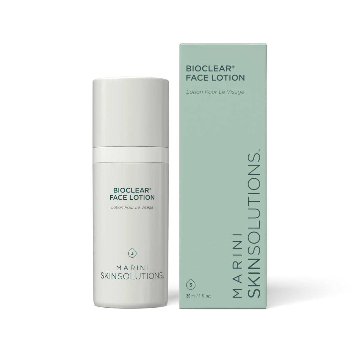 Marini SkinSolutions Bioclear Face Lotion flacon, peau plus lisse et lumineuse.