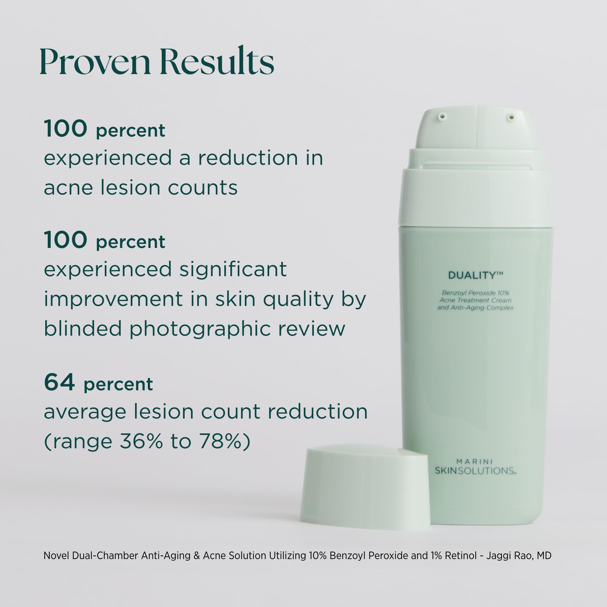 Marini SkinSolutions Dualité : application quotidienne ciblée sur les zones concernées du visage.