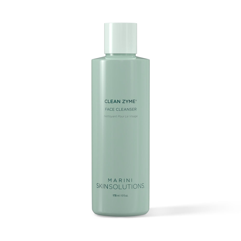 Marini SkinSolutions Clean Zyme – Bouteille avec papain, exfoliation douce pour peau sensible.
