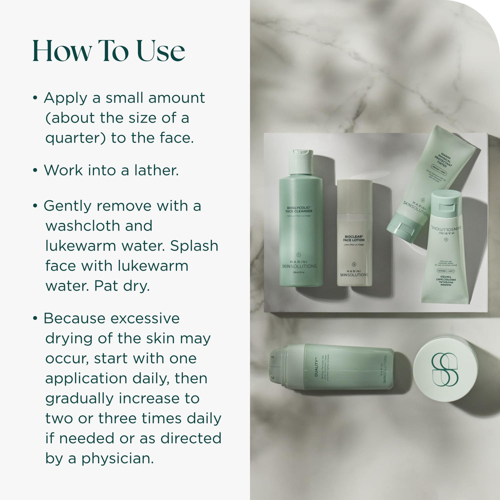 Marini SkinSolutions, emballage-produit clair et sûr.