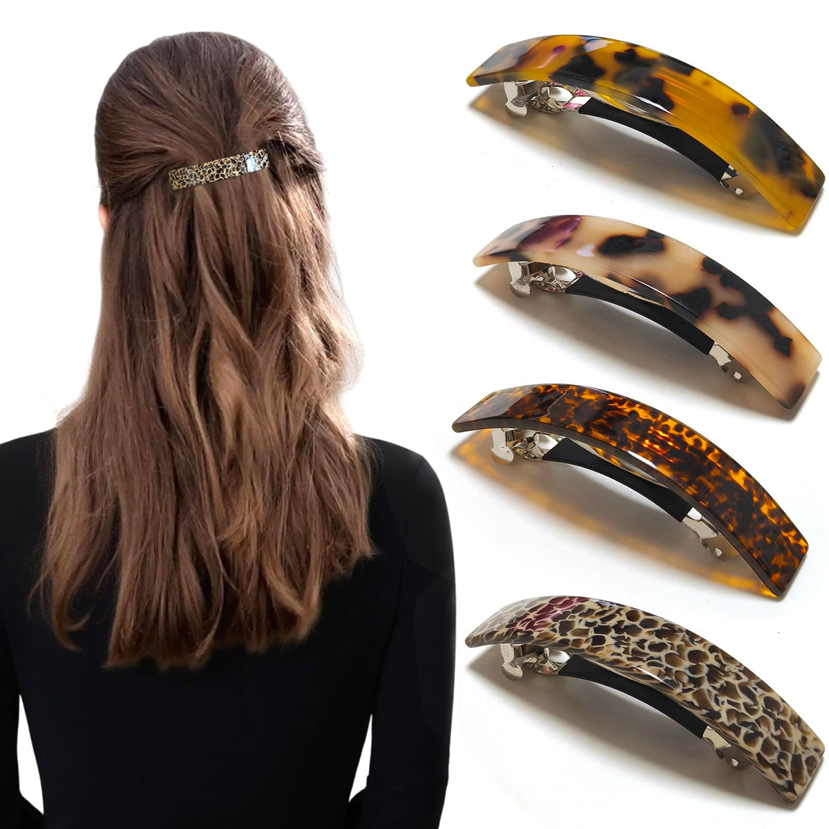 Barrette Markuii grande en acétate tortue, look élégant et sûr.