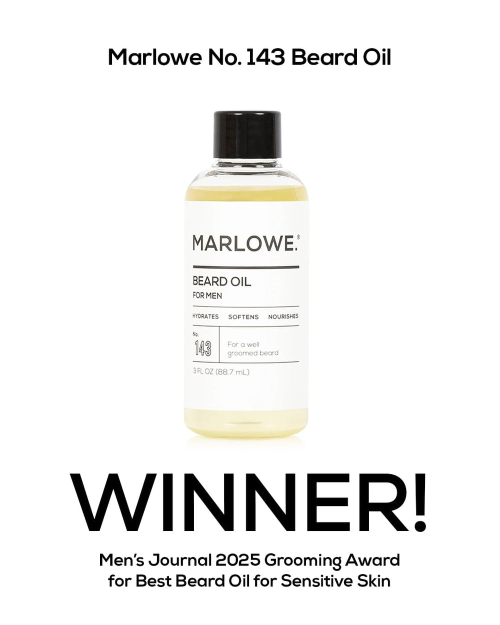 MARLOWE N° 143 huile barbe sans parfum pour une douceur naturelle