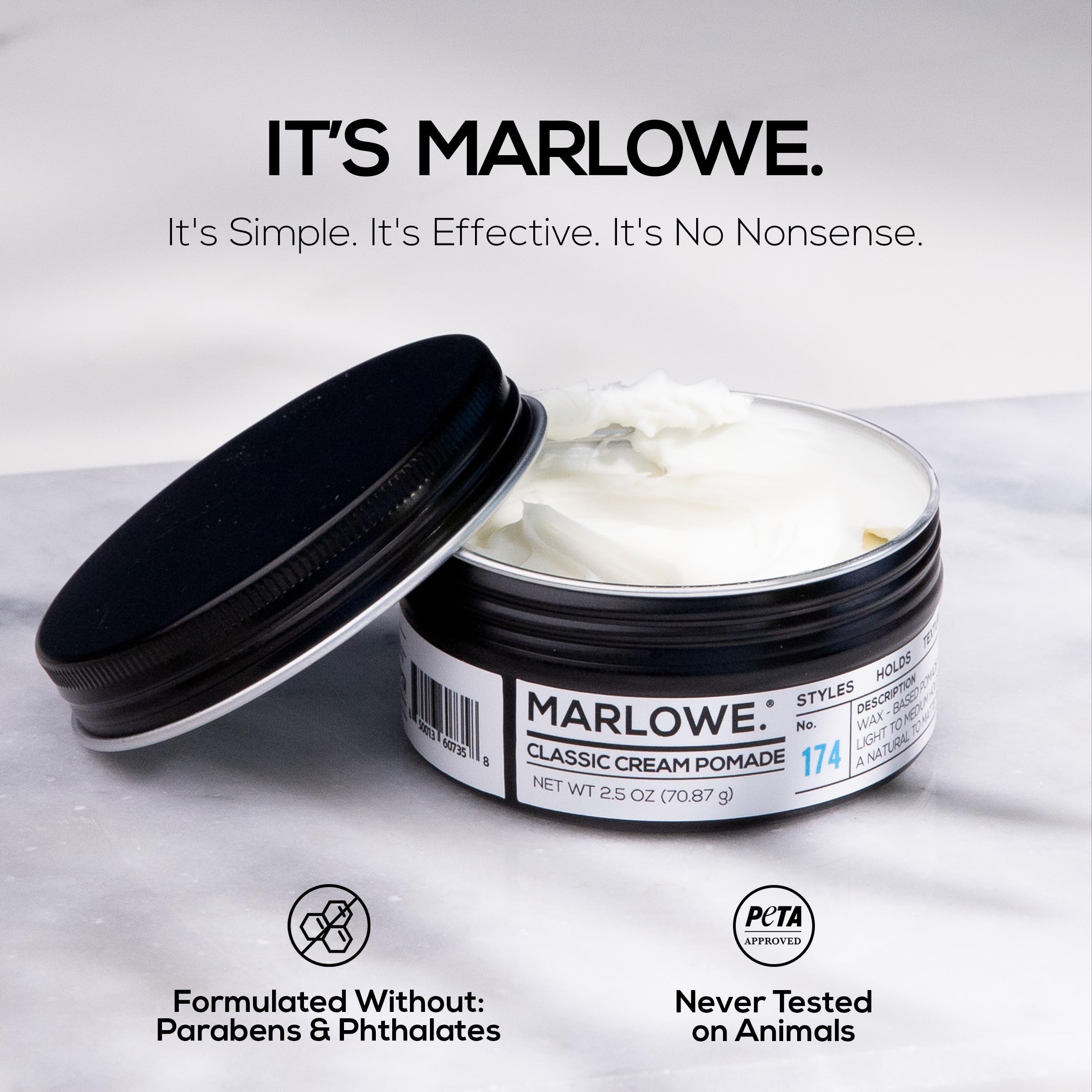 MARLOWE No. 174 Pomade Creme — texture et fini naturel à mat.