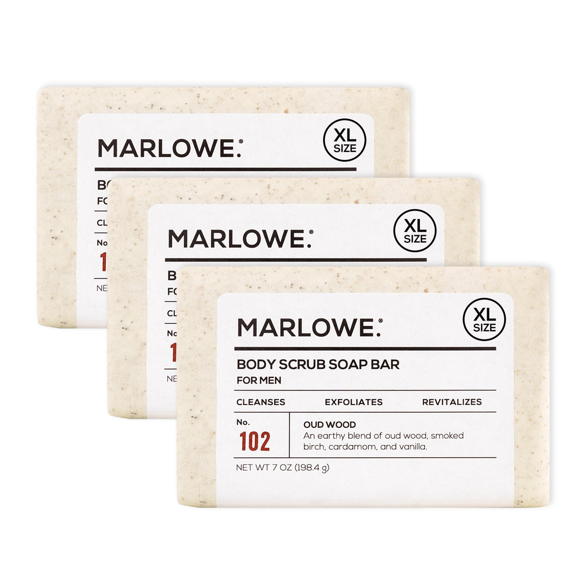 MARLOWE No.102 savon exfoliant Oud Wood, gommage pour peau lisse et revitalisée