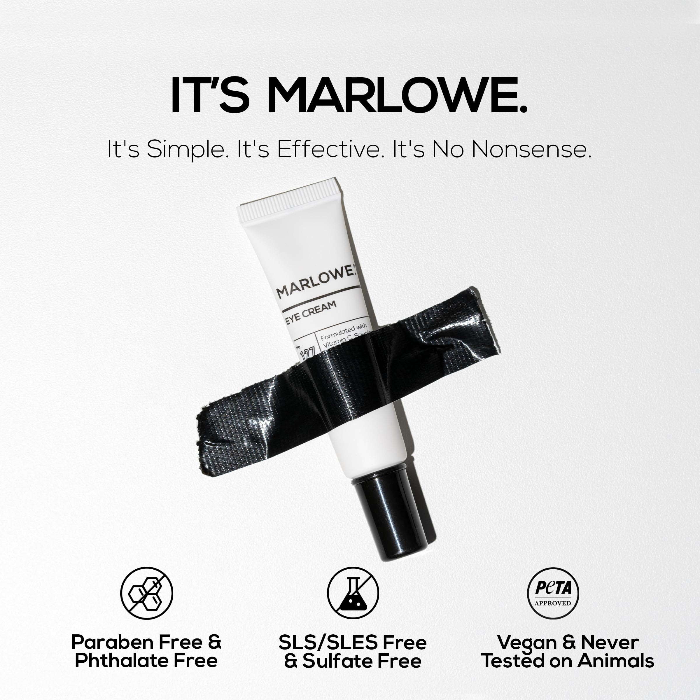 MARLOWE No.127 caffeine focus highlights puffiness reduction around the eyes