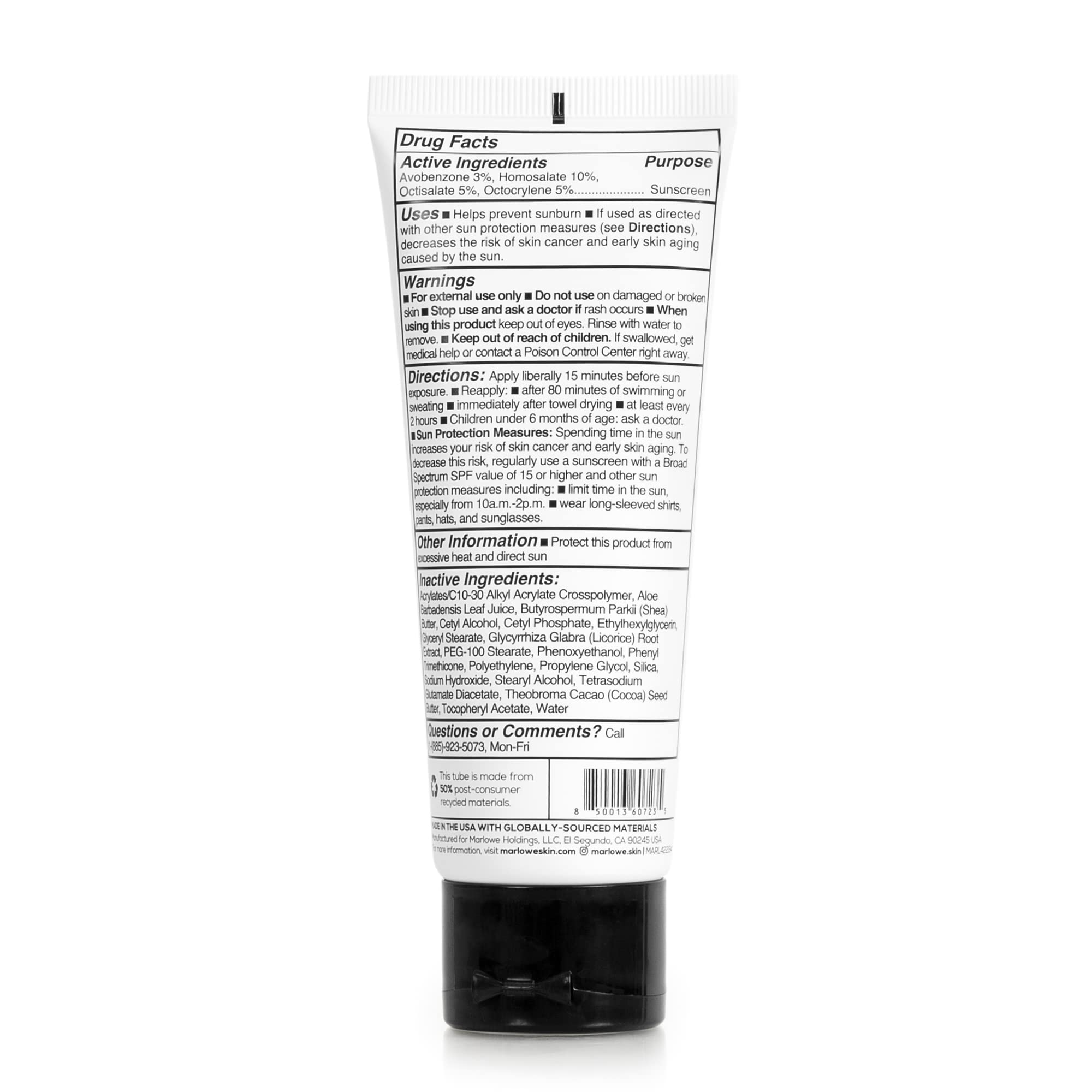 MARLOWE No 128 SPF 50 travel-size box ideal for on-the-go protection