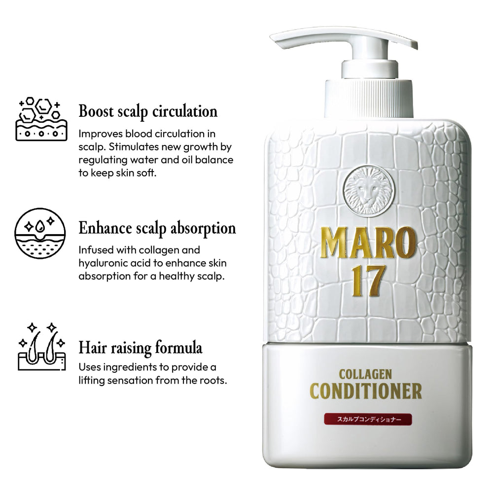 MARO17 hyaluronic acid infused formula emphasizes hydration for a balanced scalp.