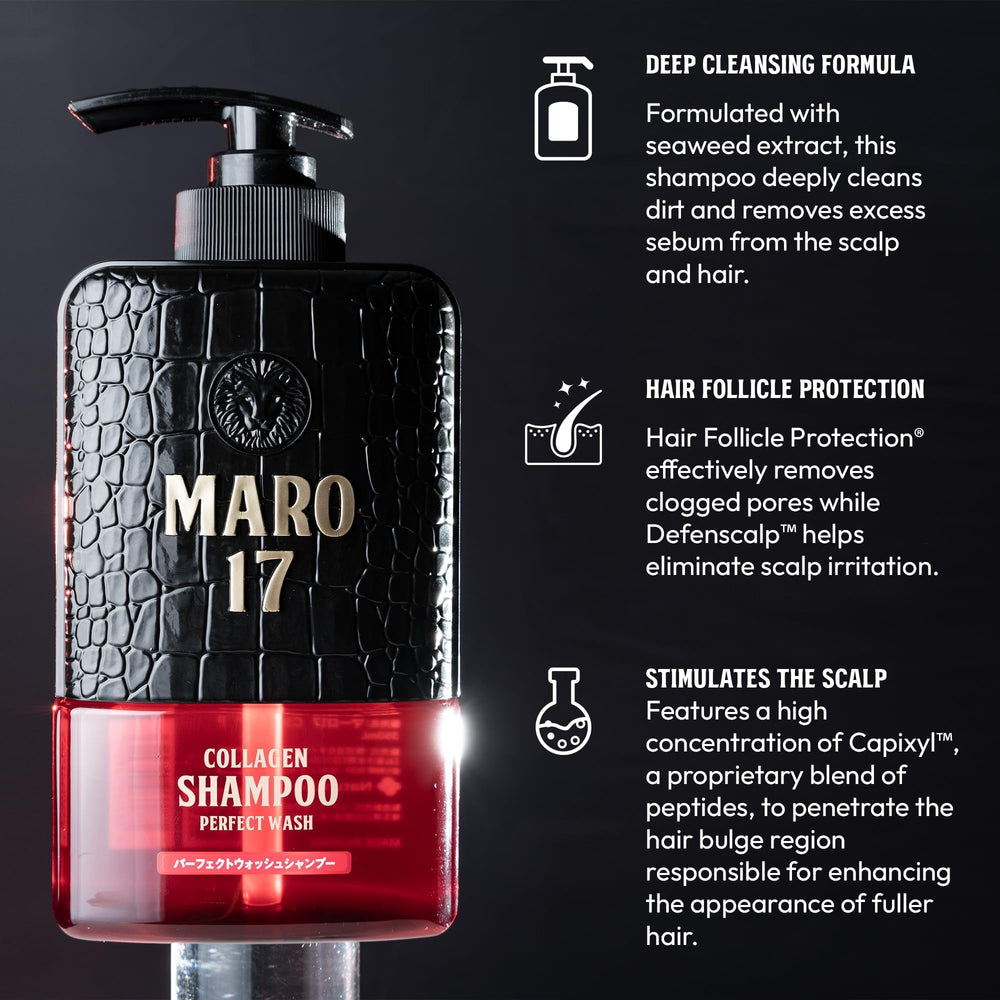 MARO17 Shampoing Parfait Nettoyage – ingrédients capixyl et gelée royale pour soin nourrissant