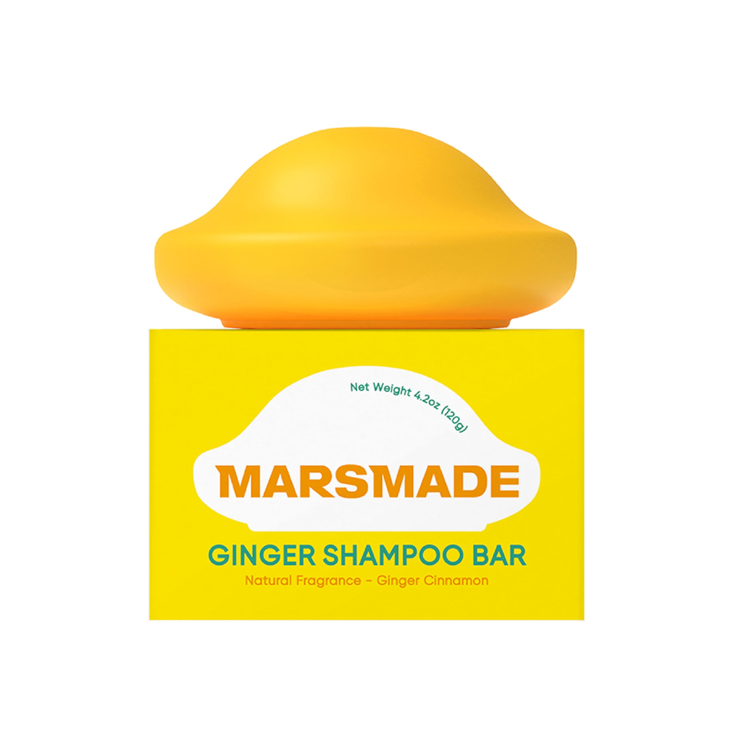 Mars Made barre-shampoing gingembre élan pour cuir chevelu revitalisé et cheveux brillants.