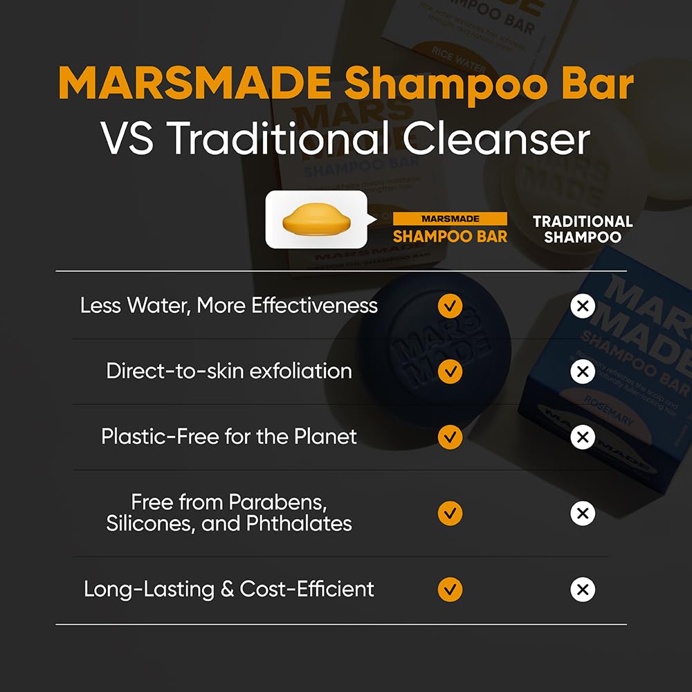 Mars Made barre-shampoing soyeux laisse une mousse riche et des cheveux lisses.