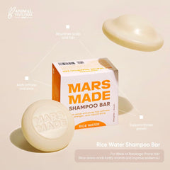 Mars Made Savon-cheveux eau riz 2.0 apporte nutrition à chaque fibre.