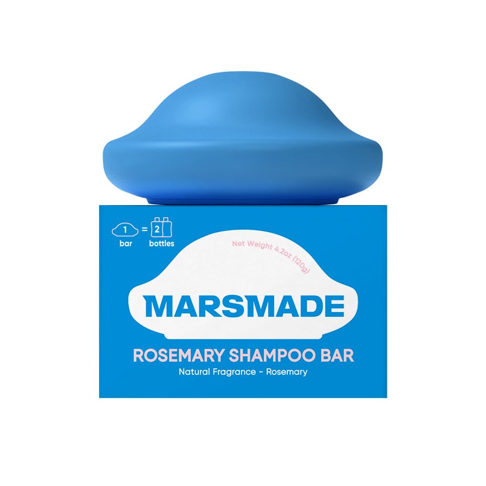 Savon-cheveux solide MARS MADE au romarin, emballage écologique.