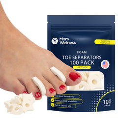 Séparateurs d'orteils en mousse MARS WELLNESS, réduisent frottements et inconfort dans vos chaussures.