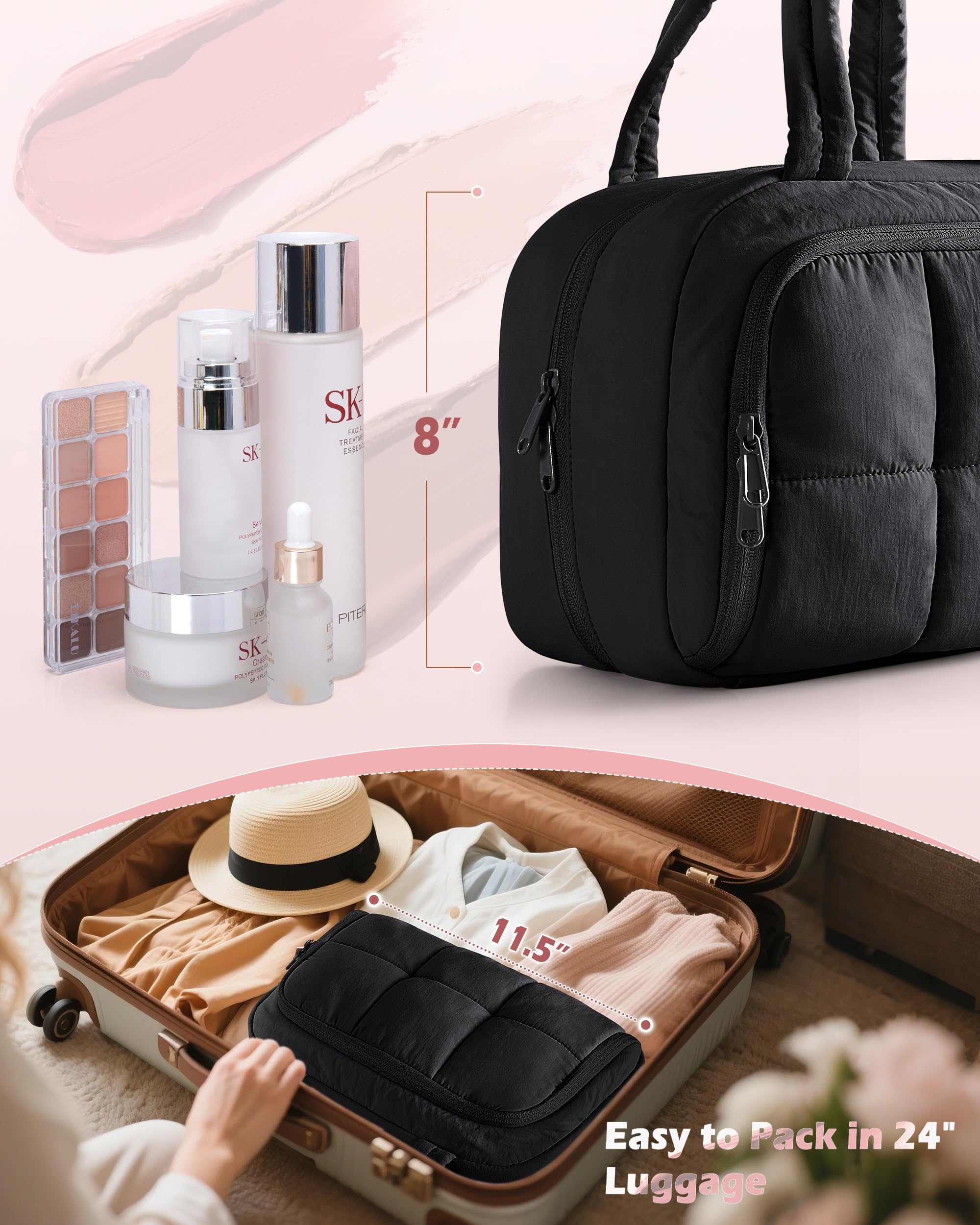 Marscamd Sac de Toilette Voyage, Dimensions Compactes, se glisse facilement dans une valise.