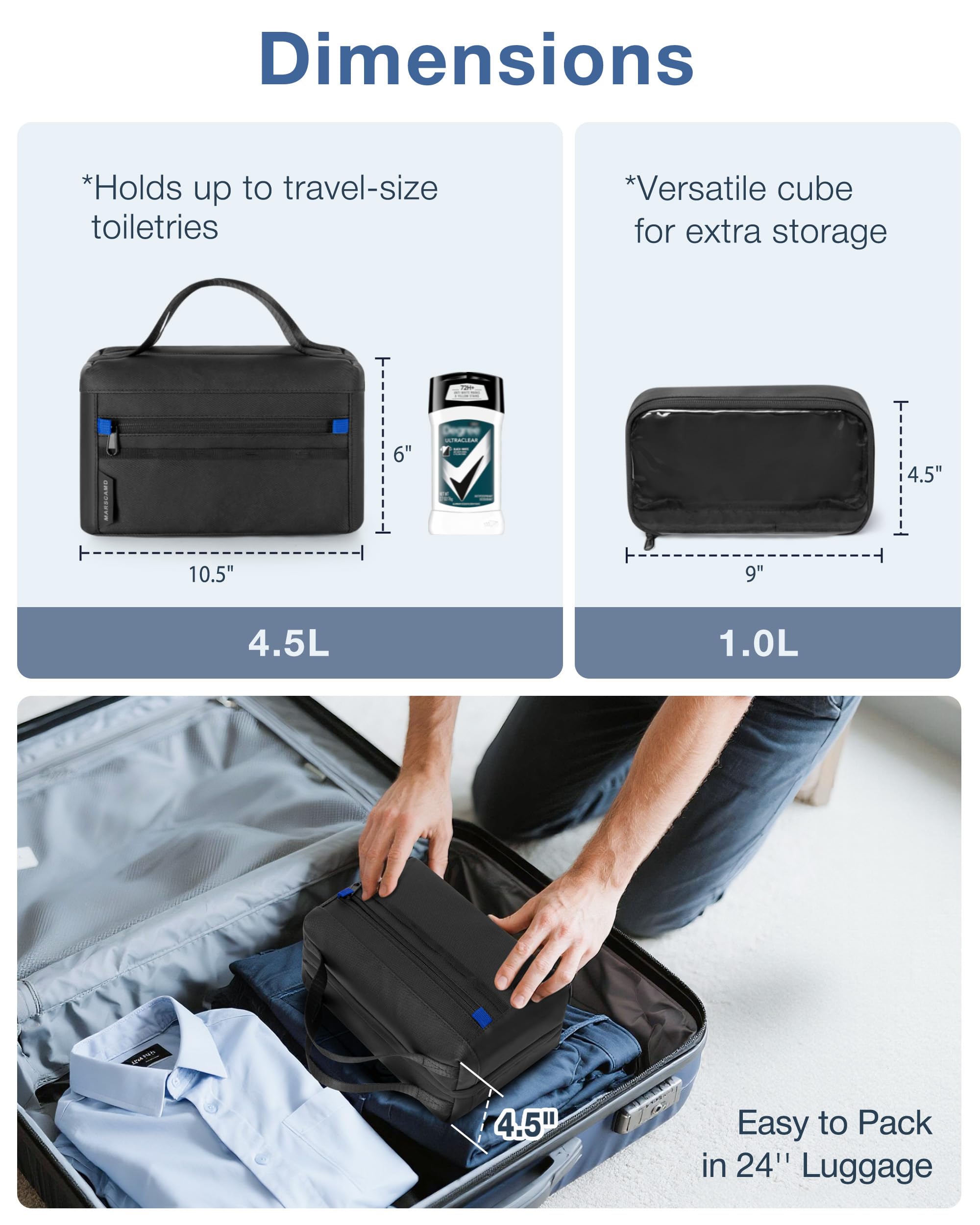 Marscamd Trousse avec rangements élastiques et mesh pour tout rester en place.
