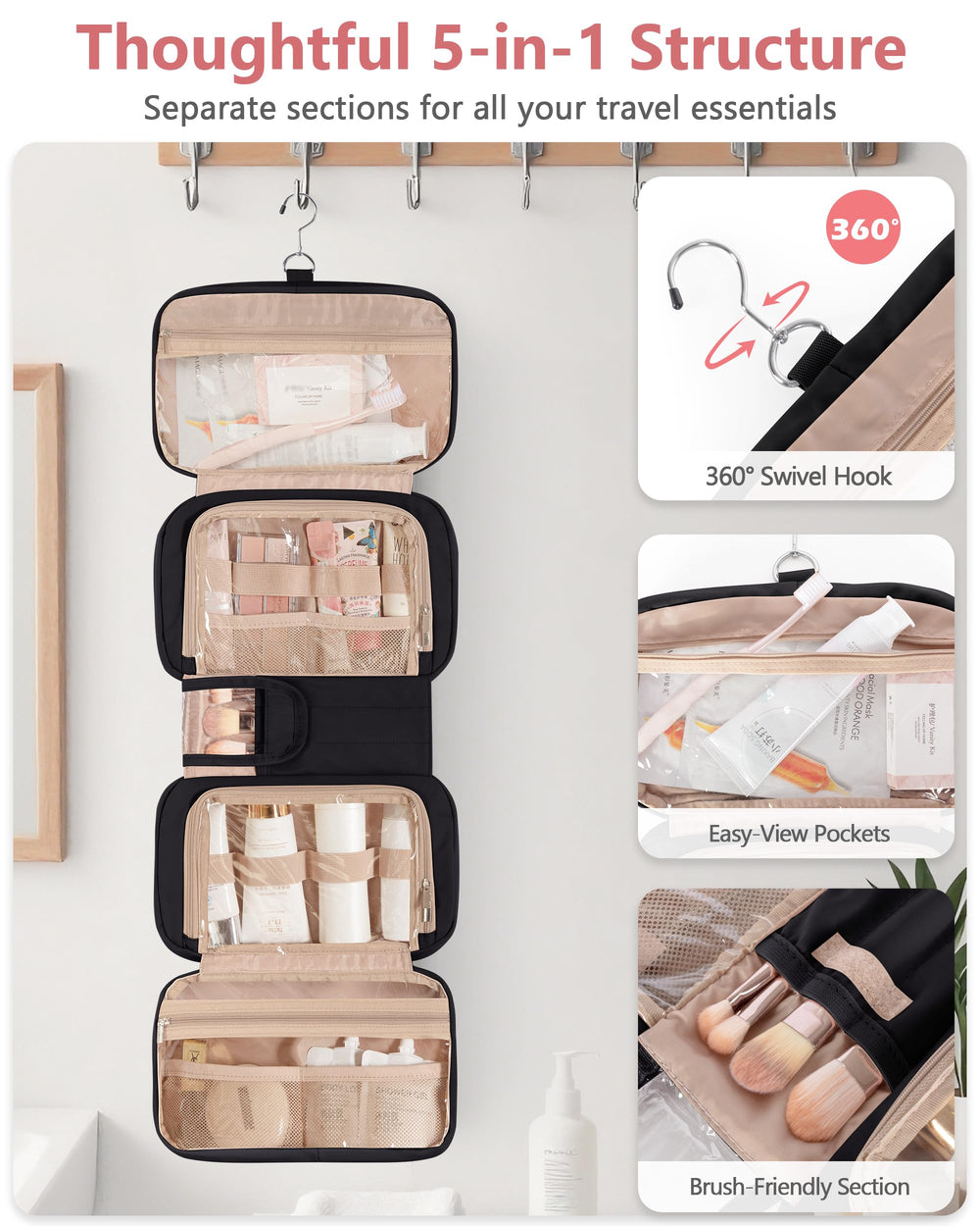 Marscamd Puffy cinq sections pour maquillage et soins