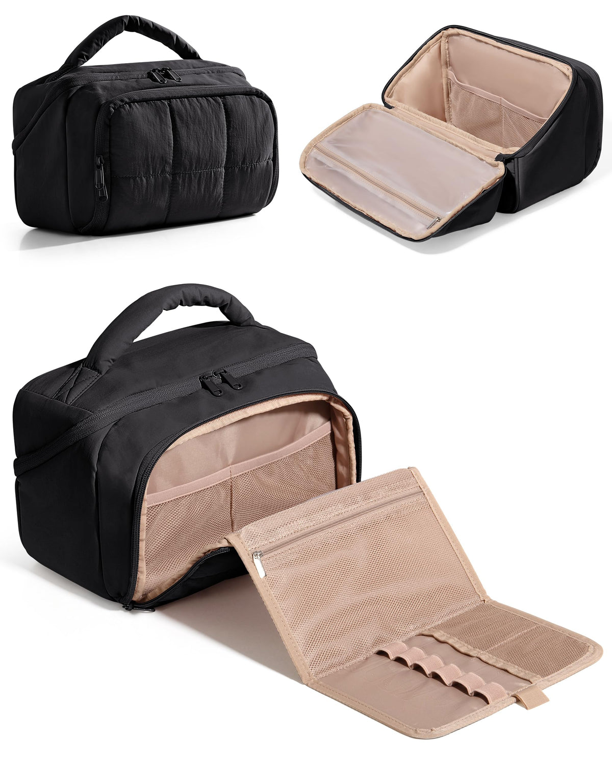 Marscamd Trousse de voyage, ouverture plate pour voir le maquillage facilement et l'organiser.