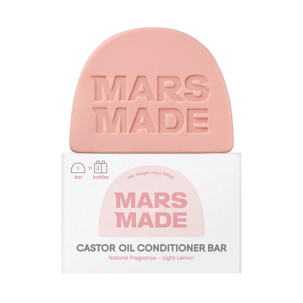 Mars Made Castor Oil Conditioner Bar packshot with zero-waste packaging and nourishment