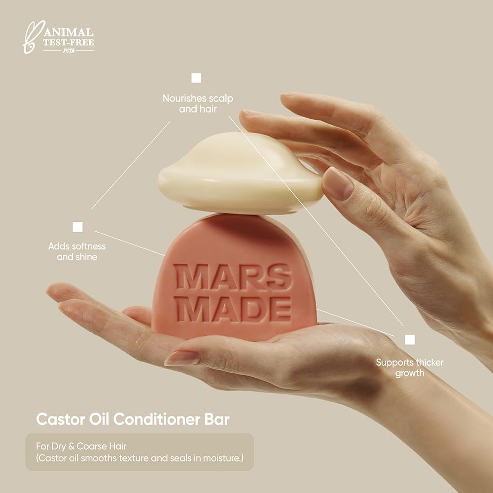 Mars Made Castor Oil Conditioner Bar after use delivering shine and smoothness