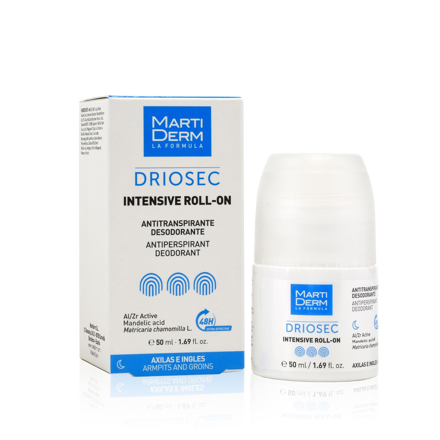 Martiderm Driosec Roll-On sur l'aisselle pour limiter la transpiration et les odeurs.