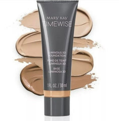 Mary Kay TimeWise Luminous 3D Foundation – bouteille ivoire N160, teint uniforme.