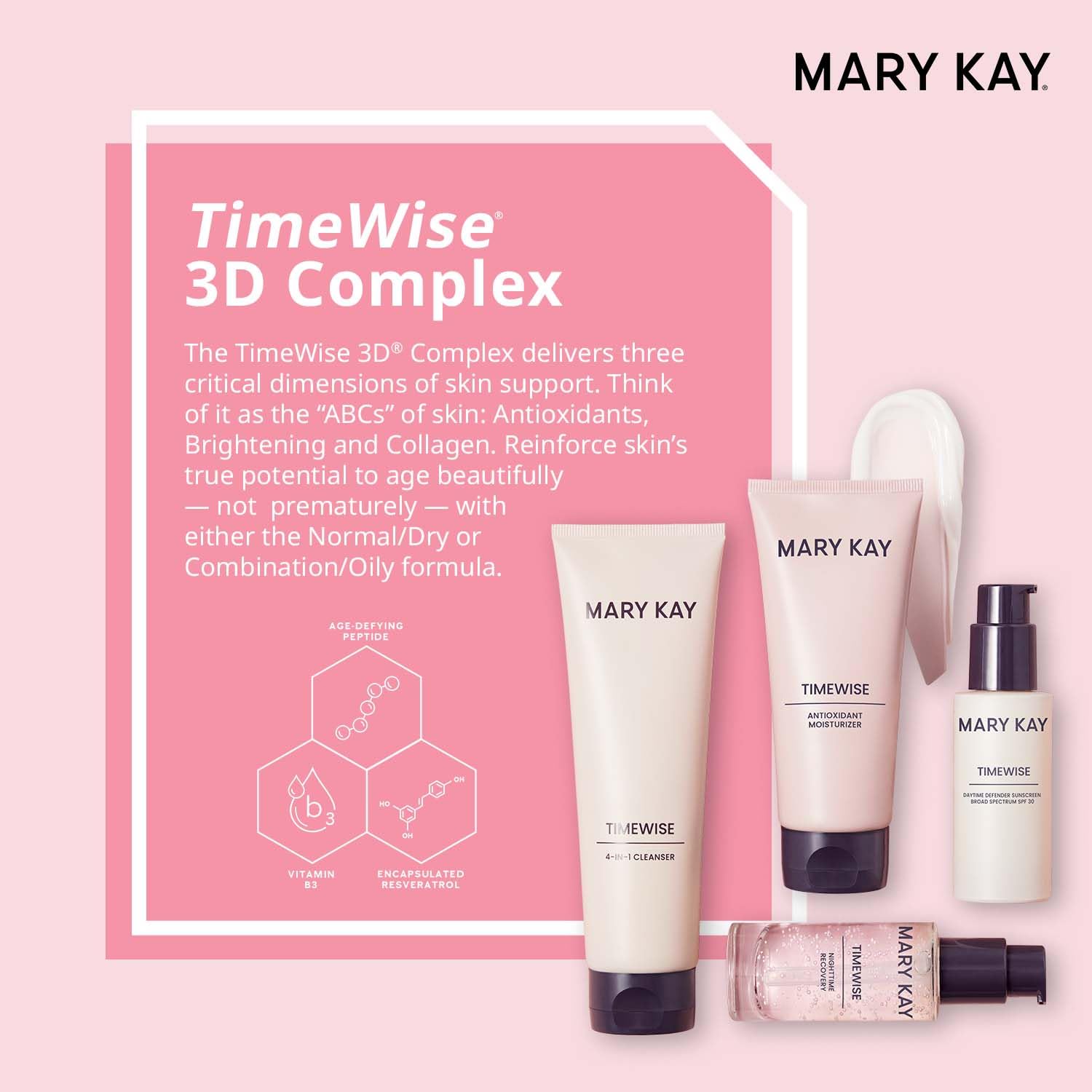 TimeWise Miracle Set Normal/Dry, crème hydratante présentée pour peau normale à sèche.