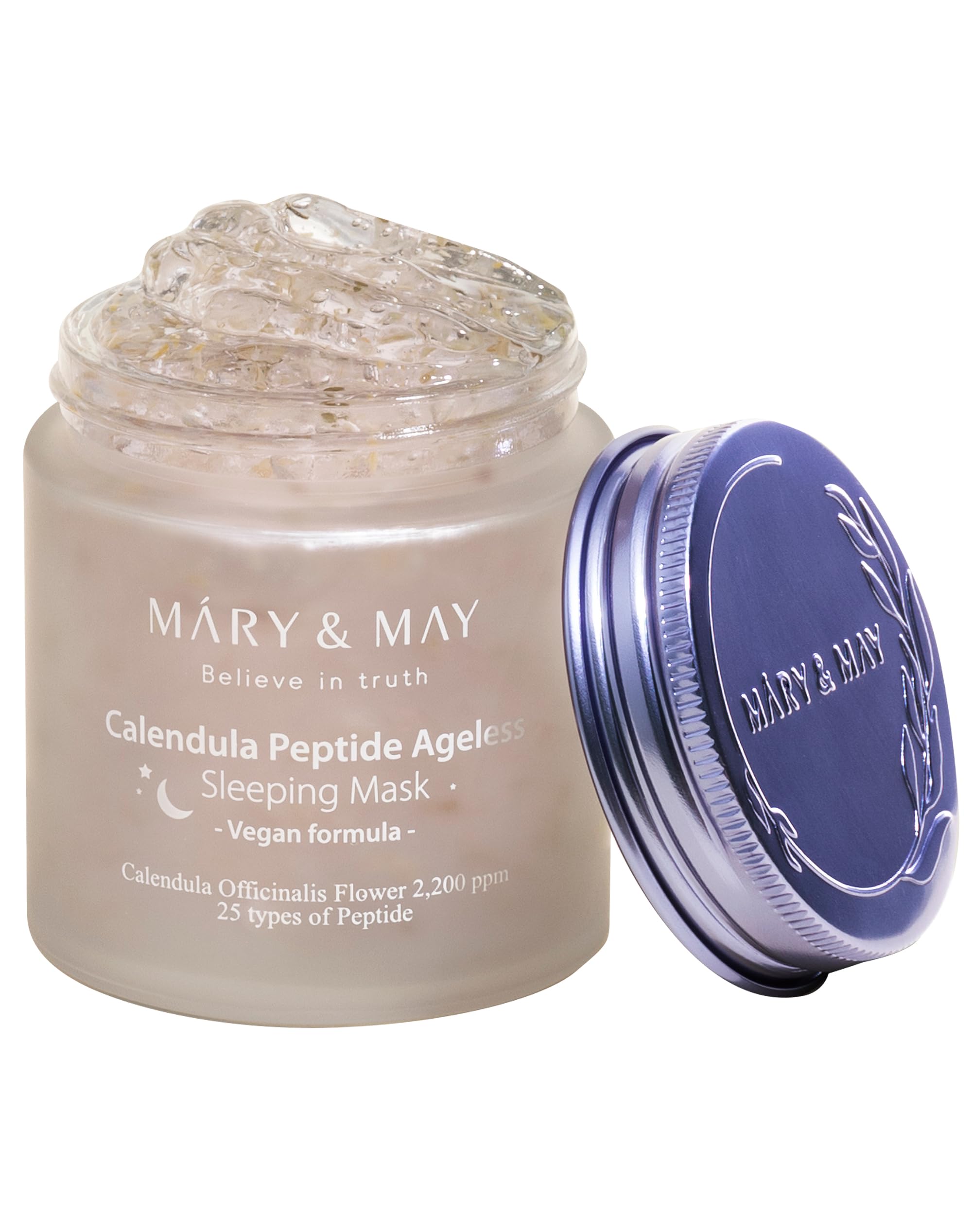 Mary&May masque-nuit Calendula et peptides, hydratation nourrissante pour peau douce.