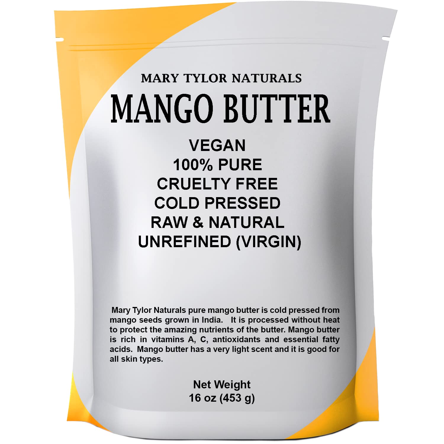 Mary Tylor Naturals Beurre de mangue, provenance Inde, choix éthique.