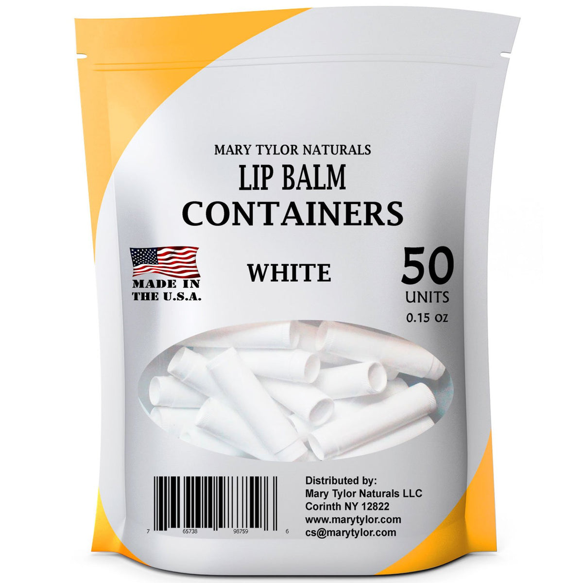 Mary Tylor Naturals conteneurs baume lèvres blancs, idéal pour recettes DIY sans fuite.