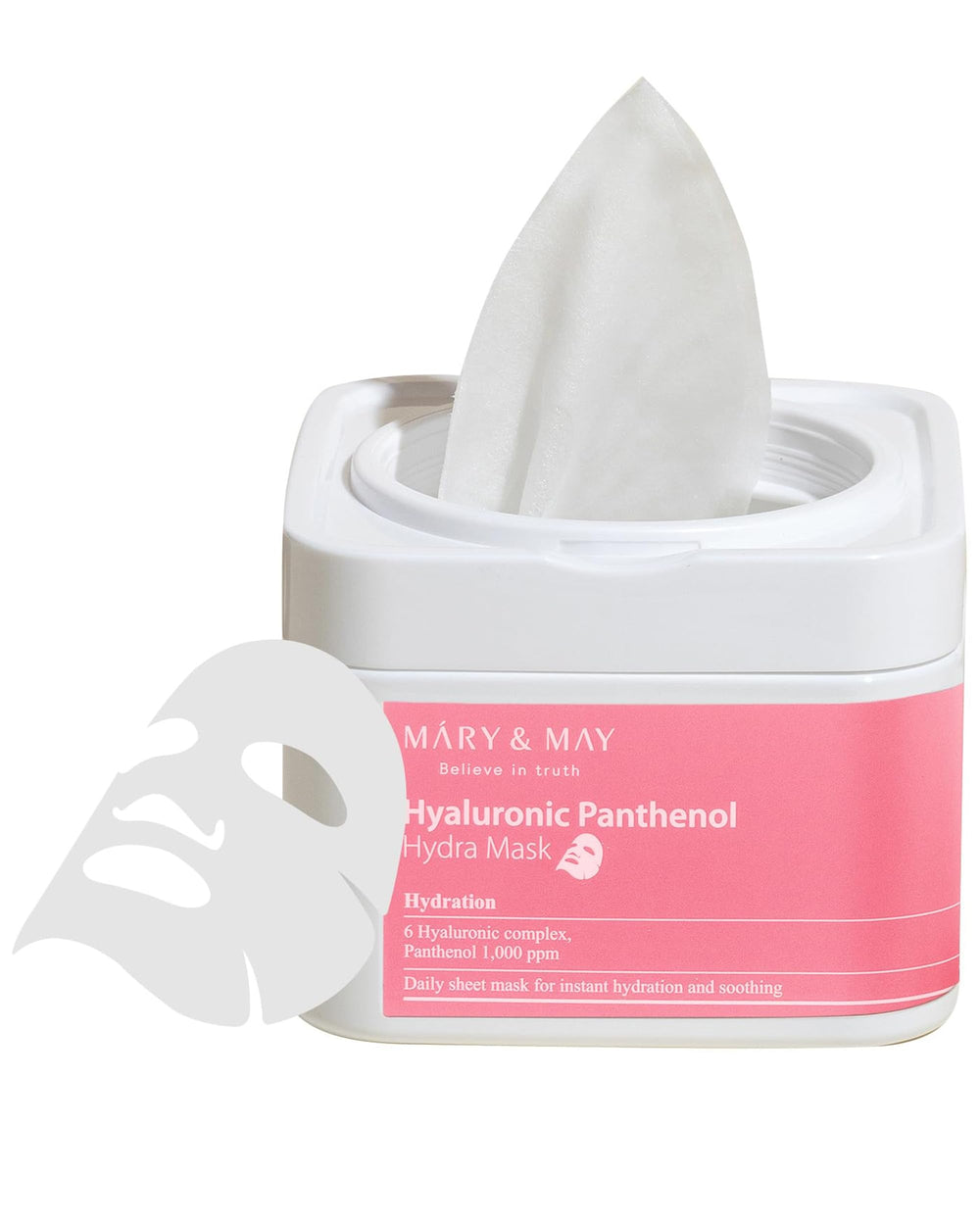 Mary&May masque hydratant à l'acide hyaluronique – boîte quotidienne avec pinces incluses