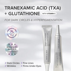 Application de la crème yeux Mary&May, hydratation et éclat autour des yeux.