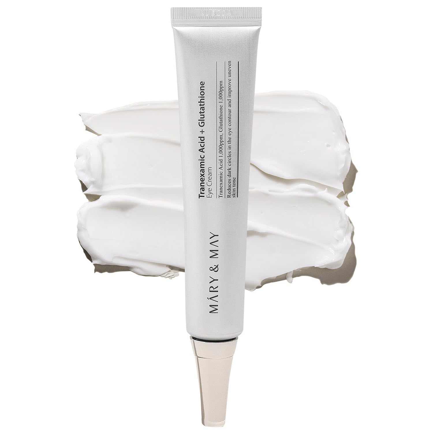 Crème yeux Mary&May avec acide tranexamique et glutathion; éclaircit les cernes.