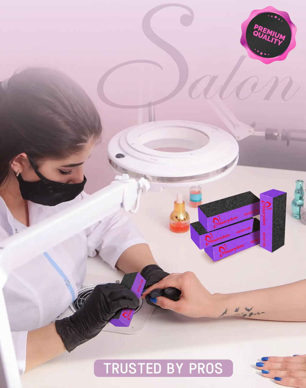 Outil de manucure professionnel Maryton noir et violet, maniable et efficace.
