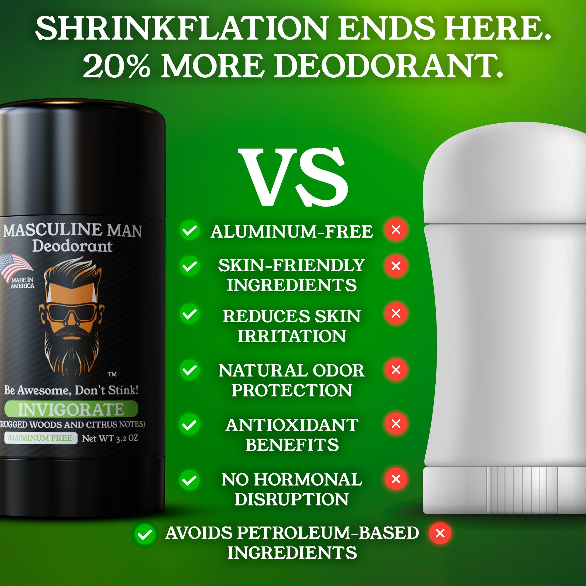 Absorption efficace sans taches grâce au bicarbonate et à la fécule.