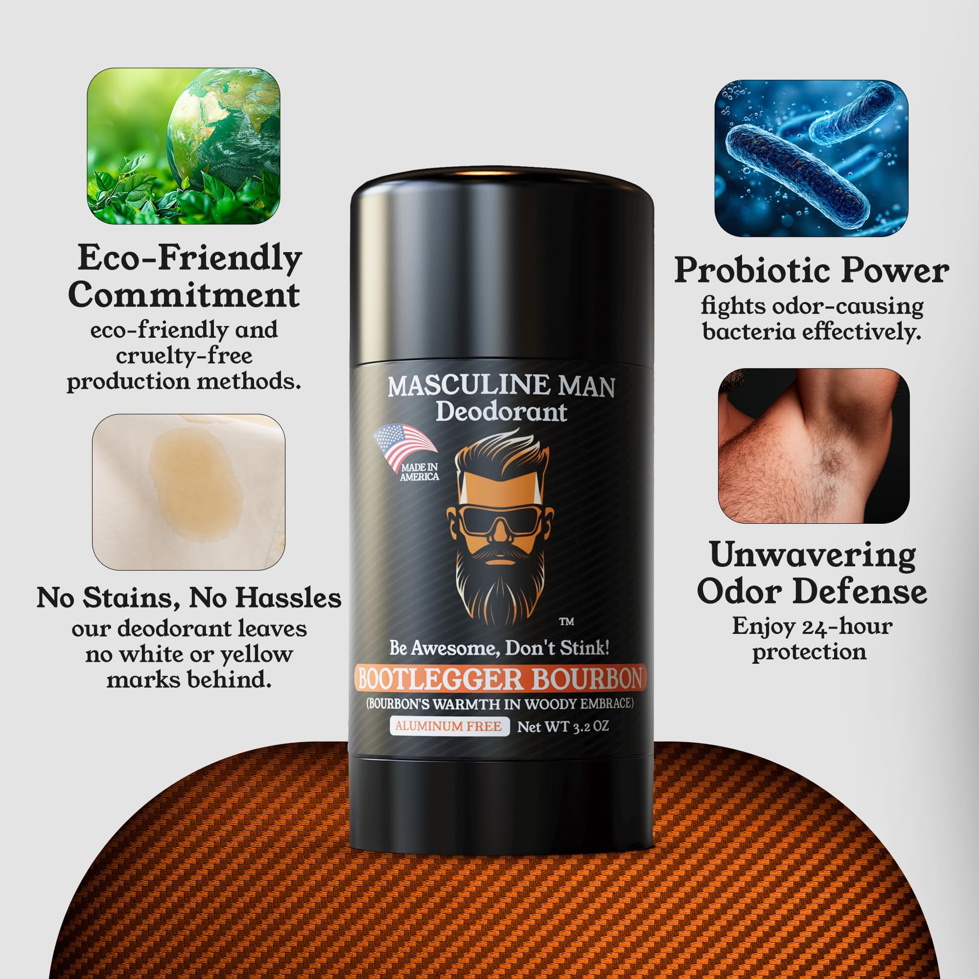 Masculine Man fabriqué aux États-Unis, déodorant naturel pour le quotidien