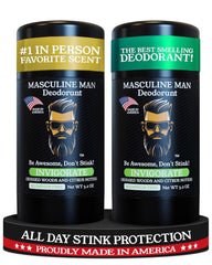 MASCULINE MAN Invigorate bâton déodorant avec parfum bois et agrumes.