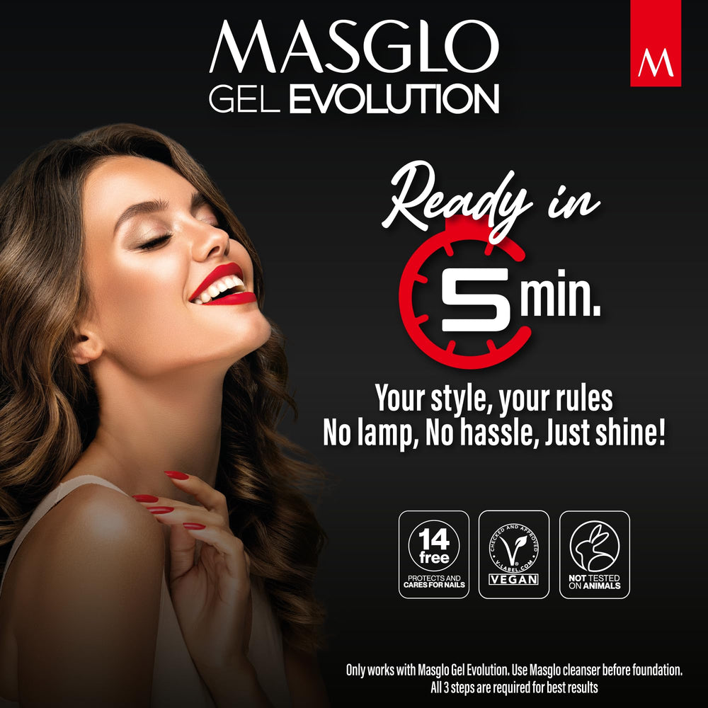 Masglo Gel Evolution – système en trois étapes, résultat lisse et résistant.