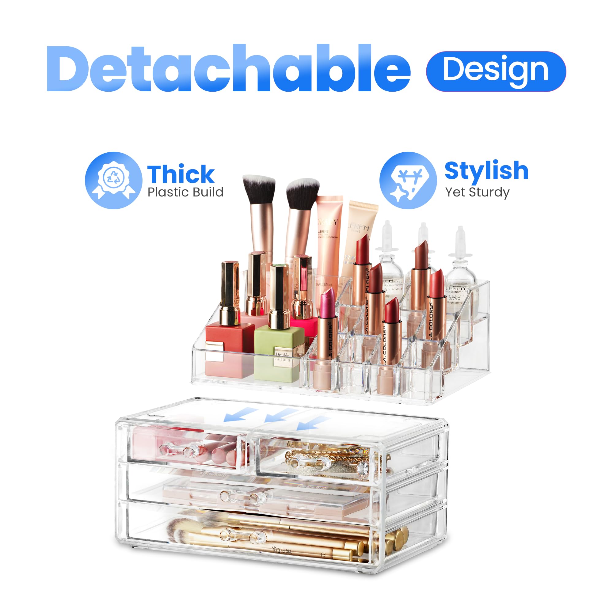 Masirs Organisateur Maquillage Clair: rangement bijoux en un seul endroit.