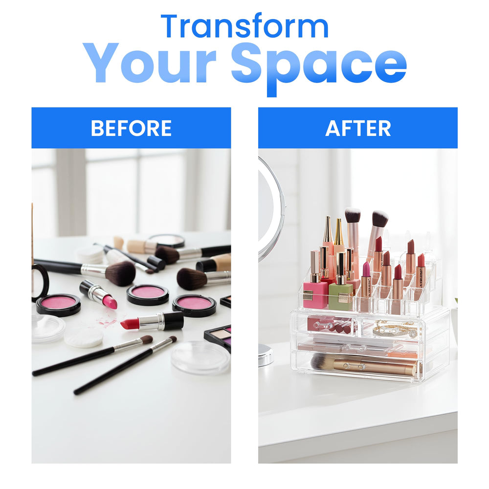 Masirs Organisateur Maquillage Clair: surface claire et durable pour vanity.